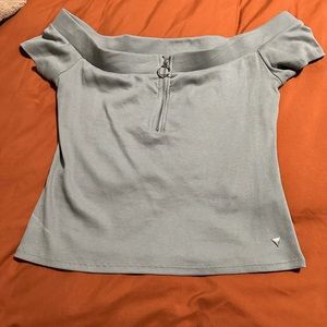 Guess Off the Shoulder Zip Up Top